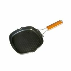 Grill Cocina Plancha Rayas Mango Abatible 28x28cm Aluminio Fundido Wecook 11001