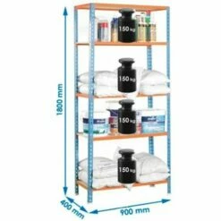 Estanteria Ordenacion 5 Baldas Sin Tornillos 1800x900x400mm Metal Azul/naranja Nivel Nv101266