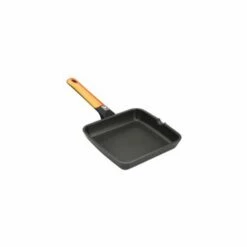 Grill Cocina Plancha Liso Con Mango 28x28cm Aluminio Fundido Naranja Bra A281328