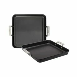 Grill Cocina Plancha Liso Con Mango 28x28cm Aluminio Fundido Valira 4688/25