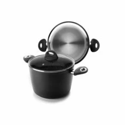 Olla Cocina Alta Con Tapa Fondo Difusor 24cm Aluminio Forjado Ibili