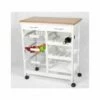 Verdulero Cocina 3 Cestos 2 Cajones Botellero 76x67x37cm Acero-madera Kit Closet