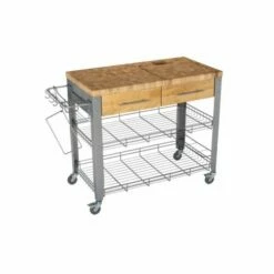 Carro Cocina Mesita 2 Cajones 50x97x88cm Acero/madera Chris&chris