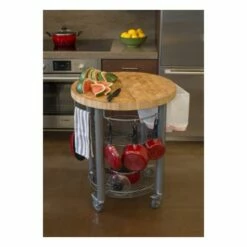 Carro Cocina Redondo 76x91cm Acero/madera Chris&chris -Batería de cocina Tienda de ventas 117965 2