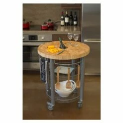 Carro Cocina Redondo 76x91cm Acero/madera Chris&chris -Batería de cocina Tienda de ventas 117965 3