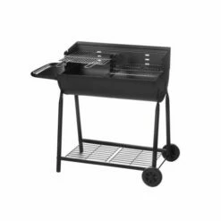 Barbacoa Carbon 2 Parrillas Con Ruedas 107x58x94cm Negro Ldk Garden