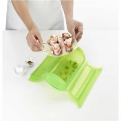 Cocina Vapor 1-2 Personas Silicona Verde Con Bandeja Lekue