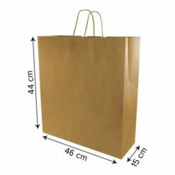 Bolsa Asa Rizada Punto De Venta Papel 100gr 44x46x15cm Kraft Pbmys 124051