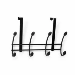 Colgador Hogar 208x306x109 Sobrepuerta Inofix Negro 4 Ganchos 3721-3-