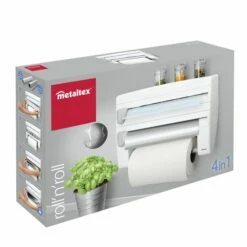 Portarrollo Cocina Triple Plastico Ps Blanco Roll N' Roll Metaltex -Batería de cocina Tienda de ventas 133307 10