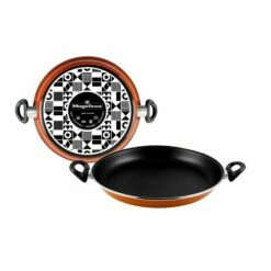 Paellera Cocina 34cm Antiadherente Todas Cocinas Hierro Esmaltado Naranja Valenc