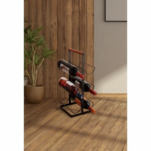 Botellero Vino 6 Botellas 20x19x48cm Metal Ebano Quid 2 Botellero Vino 6 Botellas 20x19x48cm Metal Ebano Quid - Imagen 2