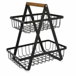 Cesta Cocina 2 Alturas 27x17x31cm Metal Ebano Quid