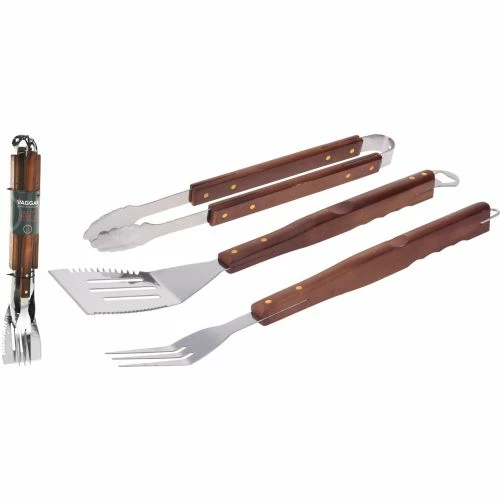 Accesorios Barbacoa Inox - Mango Madera 3 Piezas 1 Accesorios Barbacoa Inox - Mango Madera 3 Piezas