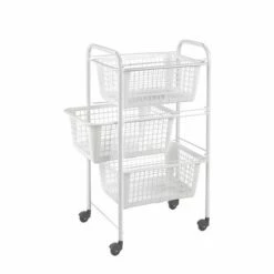 Verdulero Cocina 3 Cestos 38x30x68cm Plastico Blanco San Diego Metaltex