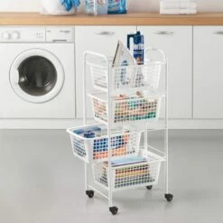 Verdulero Cocina 4 Cestos 38x30x83cm Plastico Blanco Miami Metaltex -Batería de cocina Tienda de ventas 27764 6 1