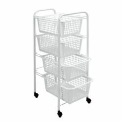 Verdulero Cocina 4 Cestos 38x30x83cm Plastico Blanco Miami Metaltex
