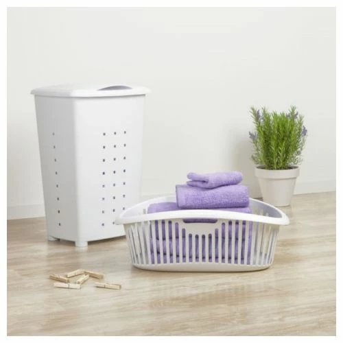 Cesto Ordenacion Ropa Rectangular 60lt Blanco Tatay 2 Cesto Ordenacion Ropa Rectangular 60lt Blanco Tatay - Imagen 2