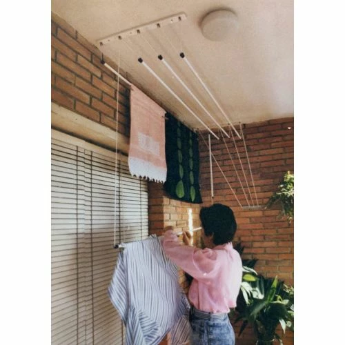 Tendedero Techo 120cm Acero Blanco Sube-baja Efegete 4 Tendedero Techo 120cm Acero Blanco Sube-baja Efegete - Imagen 4